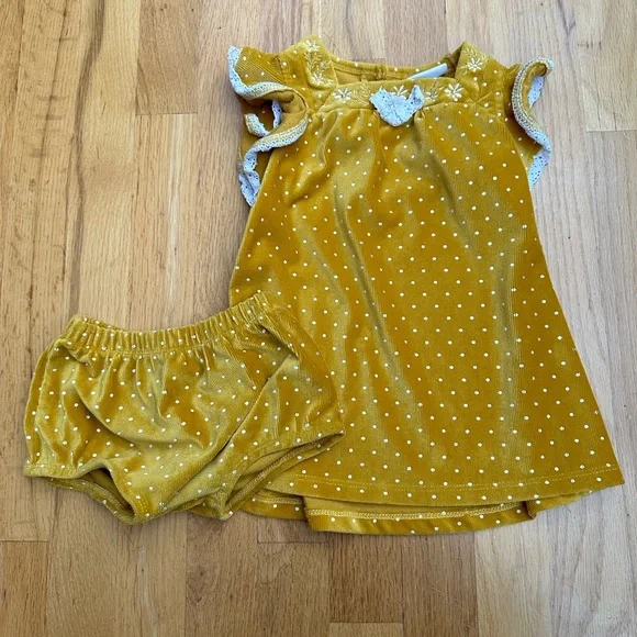 12 month gold dress DB Studio Off-The-Shoulder Sequin Bodice Flower Girl Dress in Gold | Size: 2T main image 0